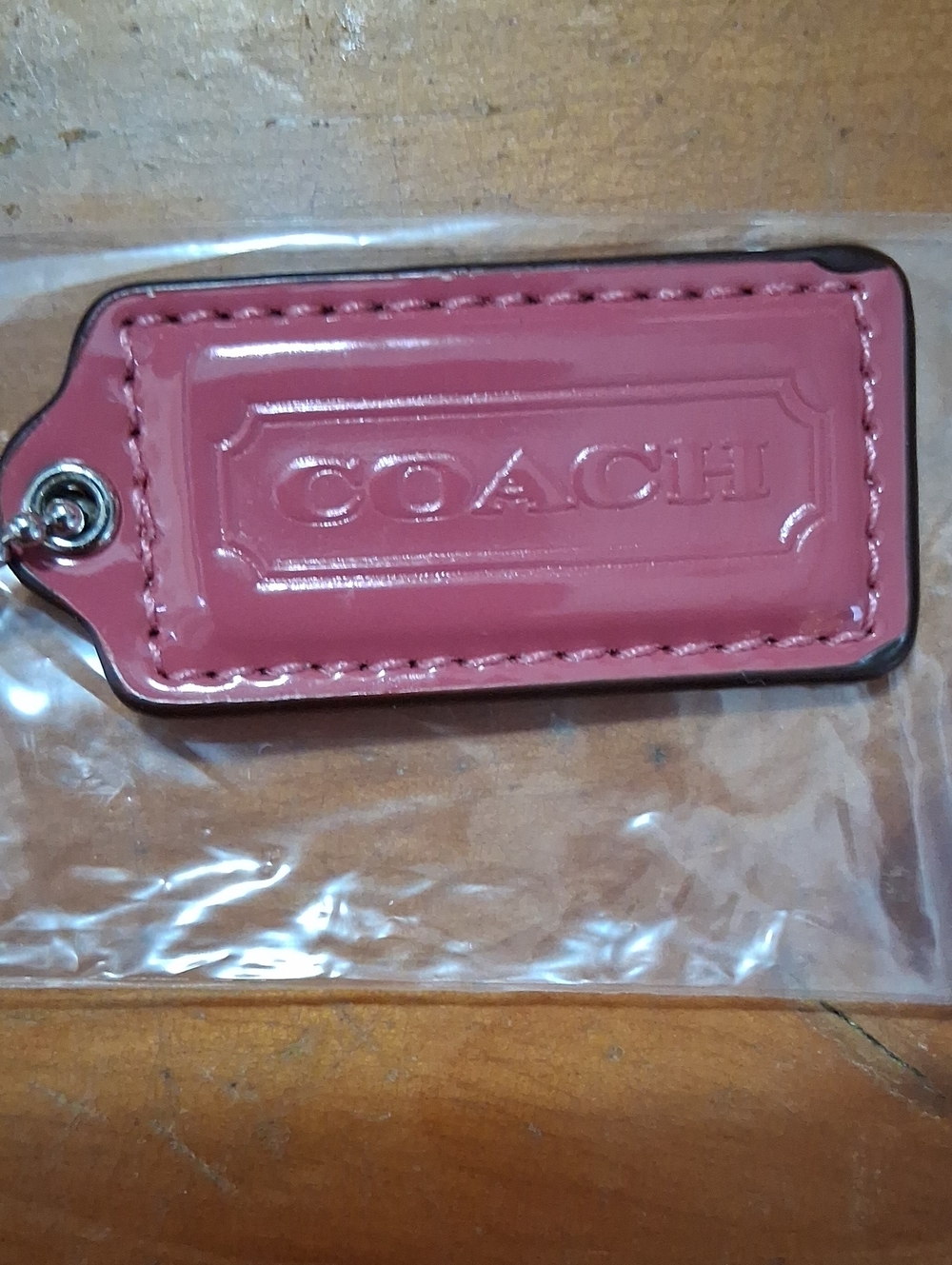 Coach Pink Leather Logo Tag Key Fob
